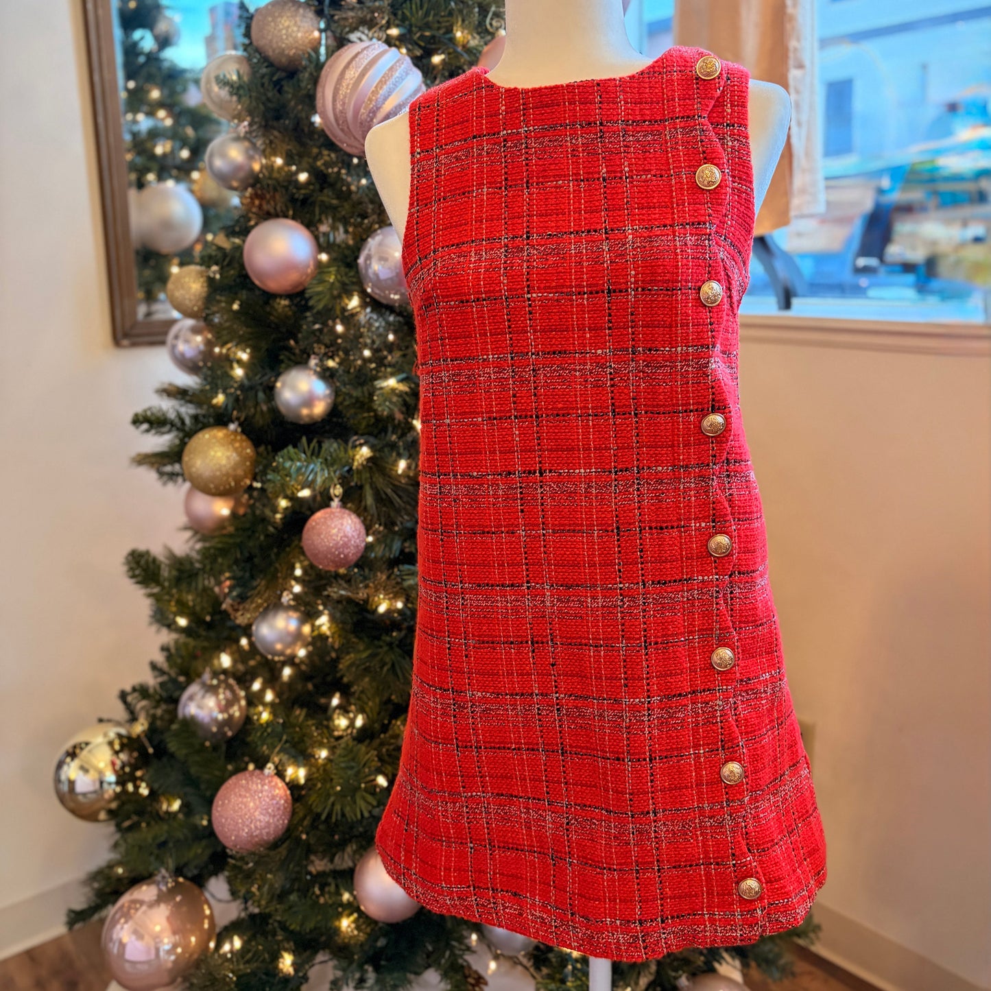 Ivy Holiday Tweed Scalloped Mini Dress