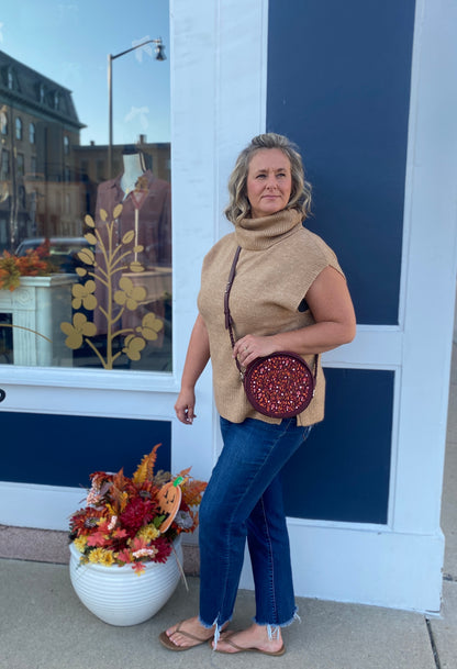 Turtleneck Sweater Vest in Camel