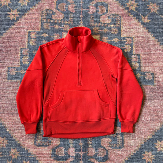 Funnel Neck Half Zip in Tomato