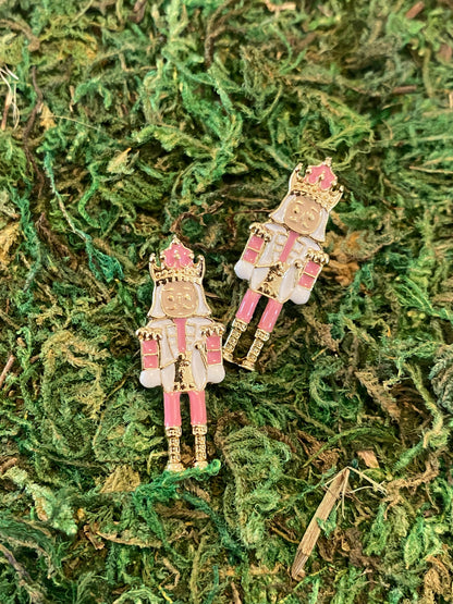 Light Pink Enamel Nutcracker Earrings