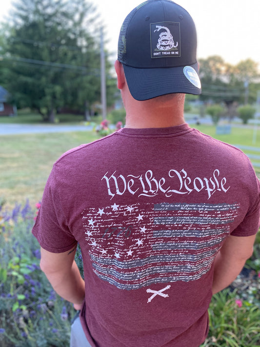 Cannon Flag Tee in Burgundy by Howitzer