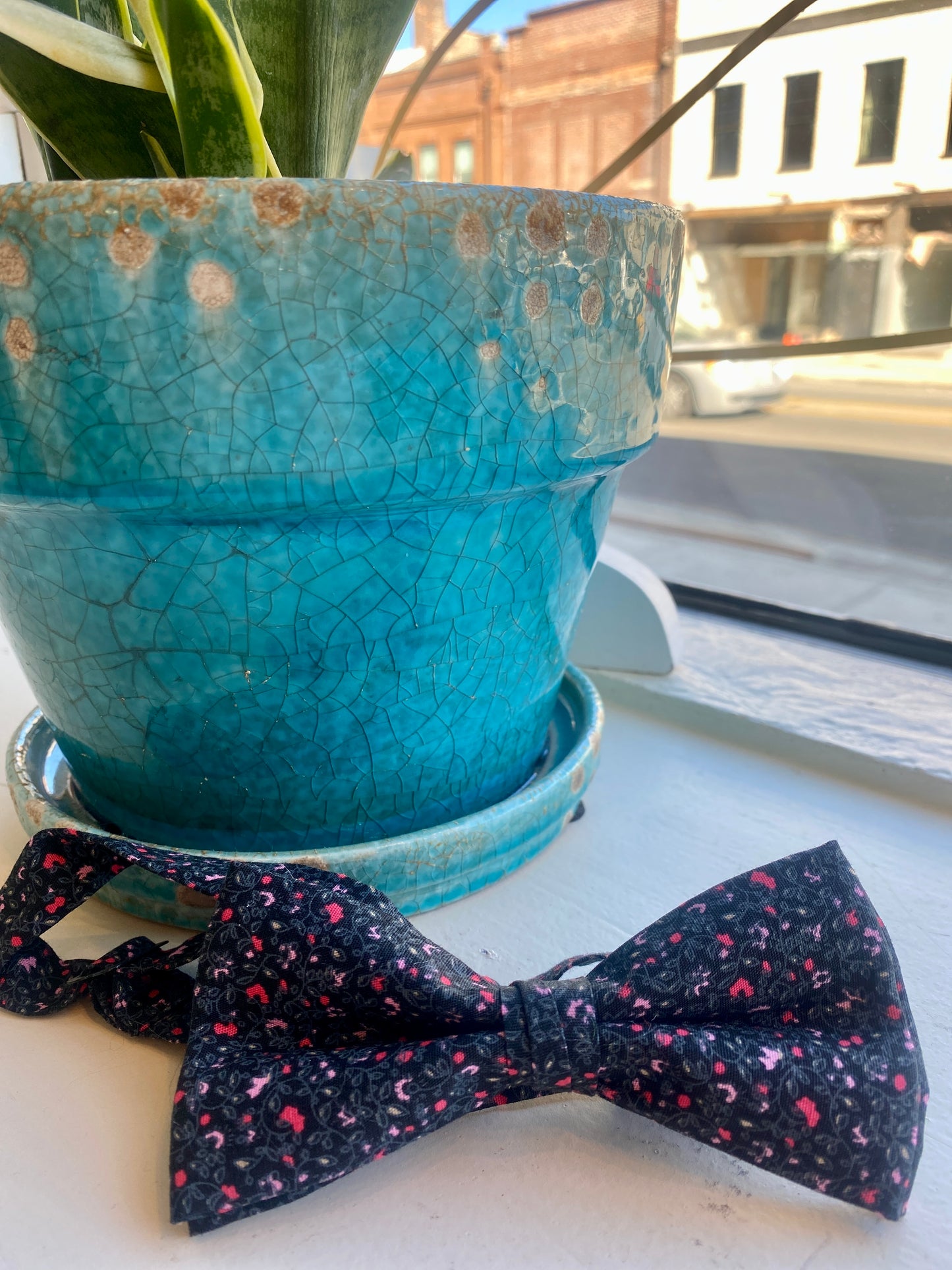 Navy Floral Bow Tie