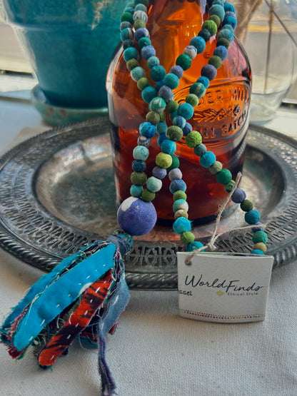 Kantha Water Lilies Tassel Necklace by World Finds