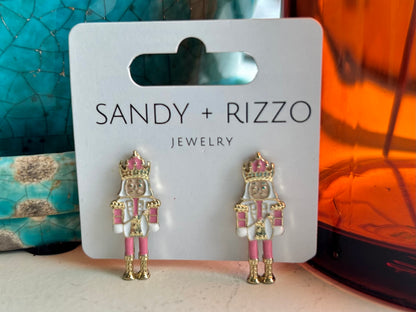 Light Pink Enamel Nutcracker Earrings