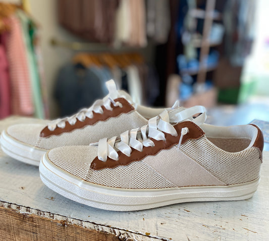 MAIN ST WOMENS SNEAKER-CREAM/BROWN