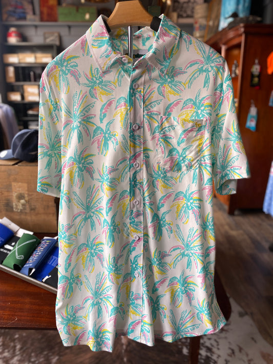 Tropical Vacation Men's Button-Down Hawaiian Shirt