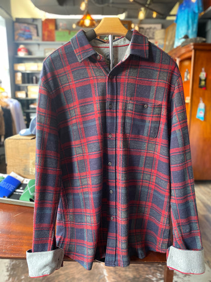 NAVY, CHARCOAL and RED LONG-SLEEVED KNIT FLANNEL by FLAG & ANTHEM