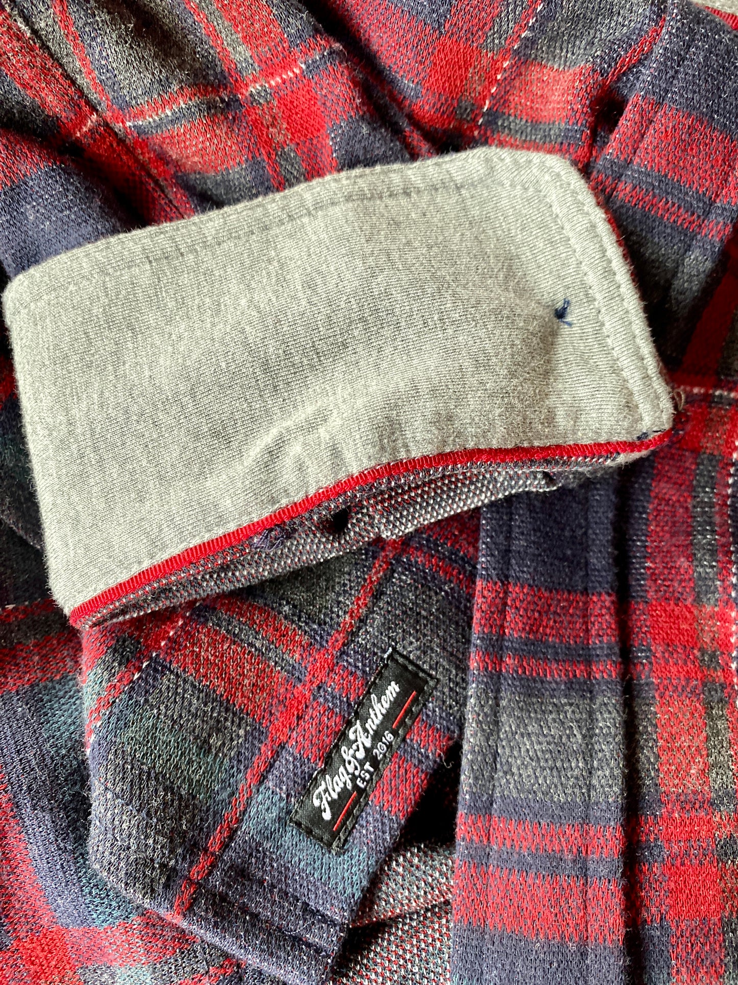 NAVY, CHARCOAL and RED LONG-SLEEVED KNIT FLANNEL by FLAG & ANTHEM