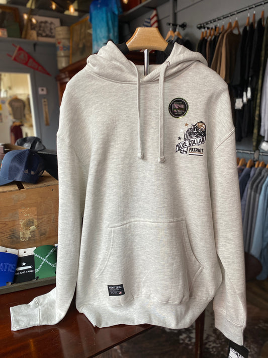 OATMEAL BLUE COLLAR HOODIE by HOWITZER