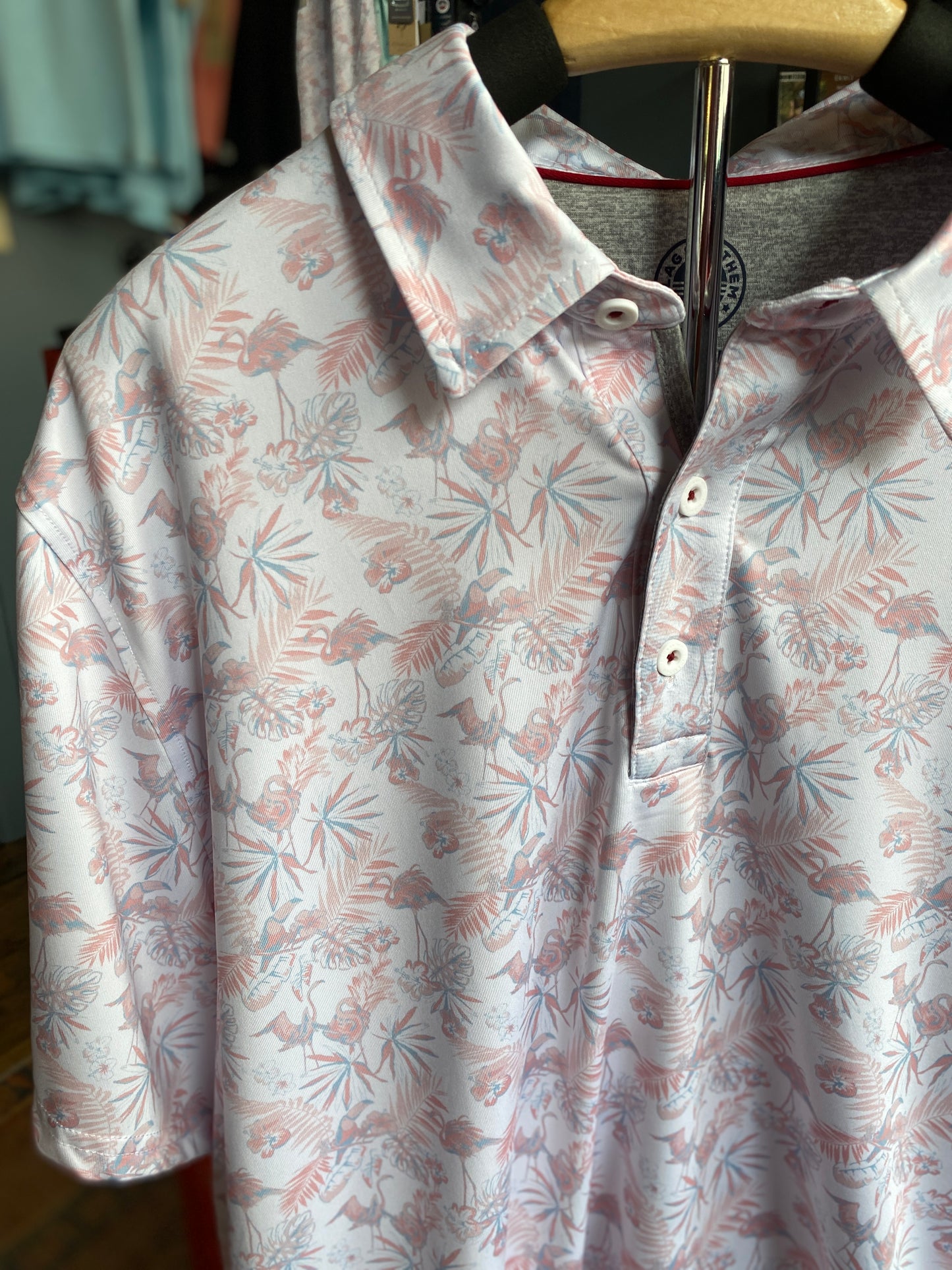 CORAL PASADENA TOUCAN PRINT MENS POLO