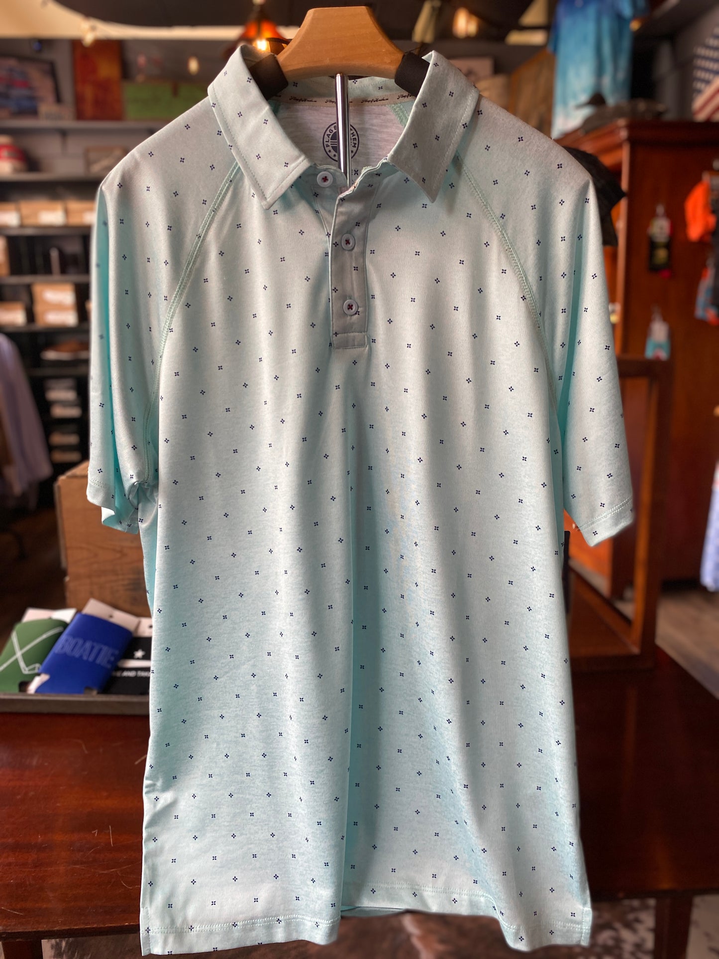 AQUA WHEATON DOT PRINT MENS POLO