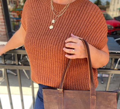 RUST BOXY SWEATER TOP