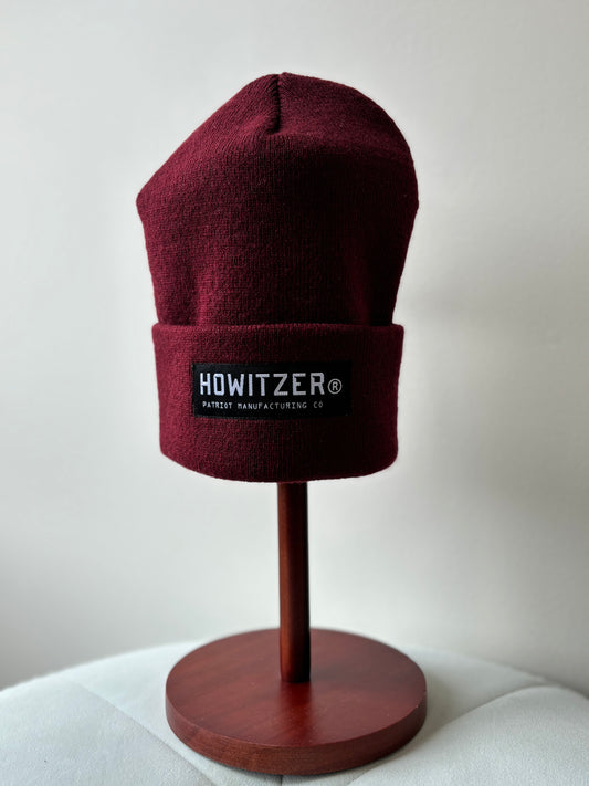 BURGUNDY BAR BEANIE by HOWITZER