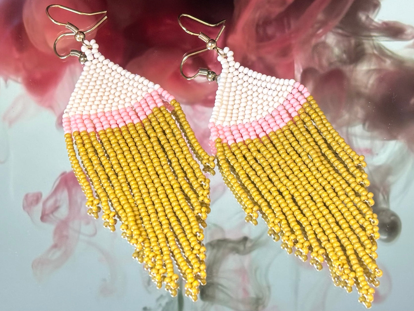 Erin Fringe Earrings Pink/Gold