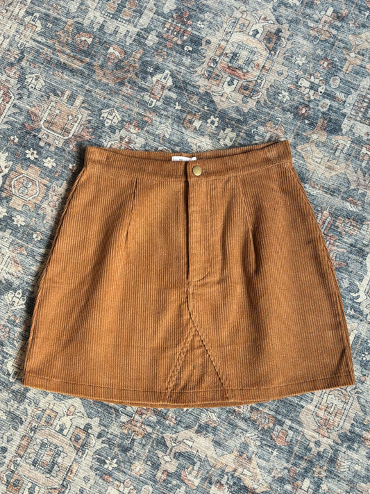 BROWN CORDUROY MINI SKIRT