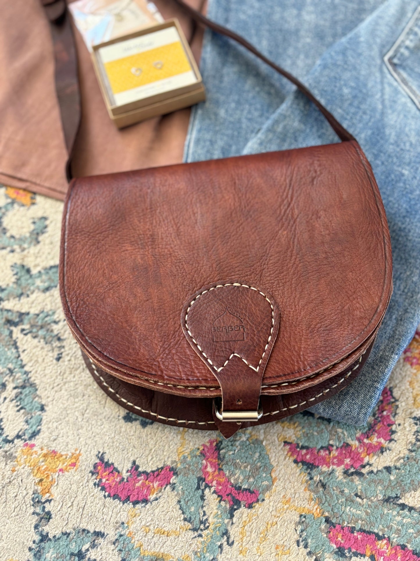 Large Leather Saddle Bag by Berber