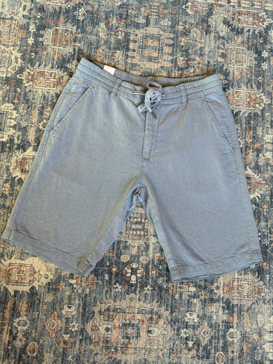 Mens Vintage Linen Shorts in Blue