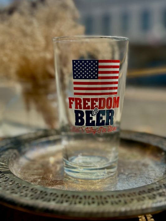 Freedom & Beer 16 oz Pint Glass