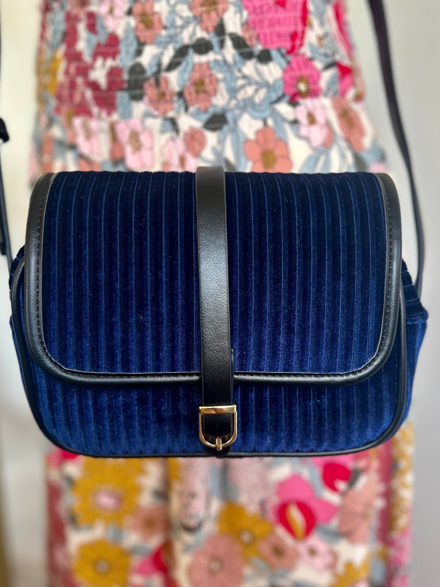 Vivianne Velvet Camera Purse in Sapphire Blue by Fable