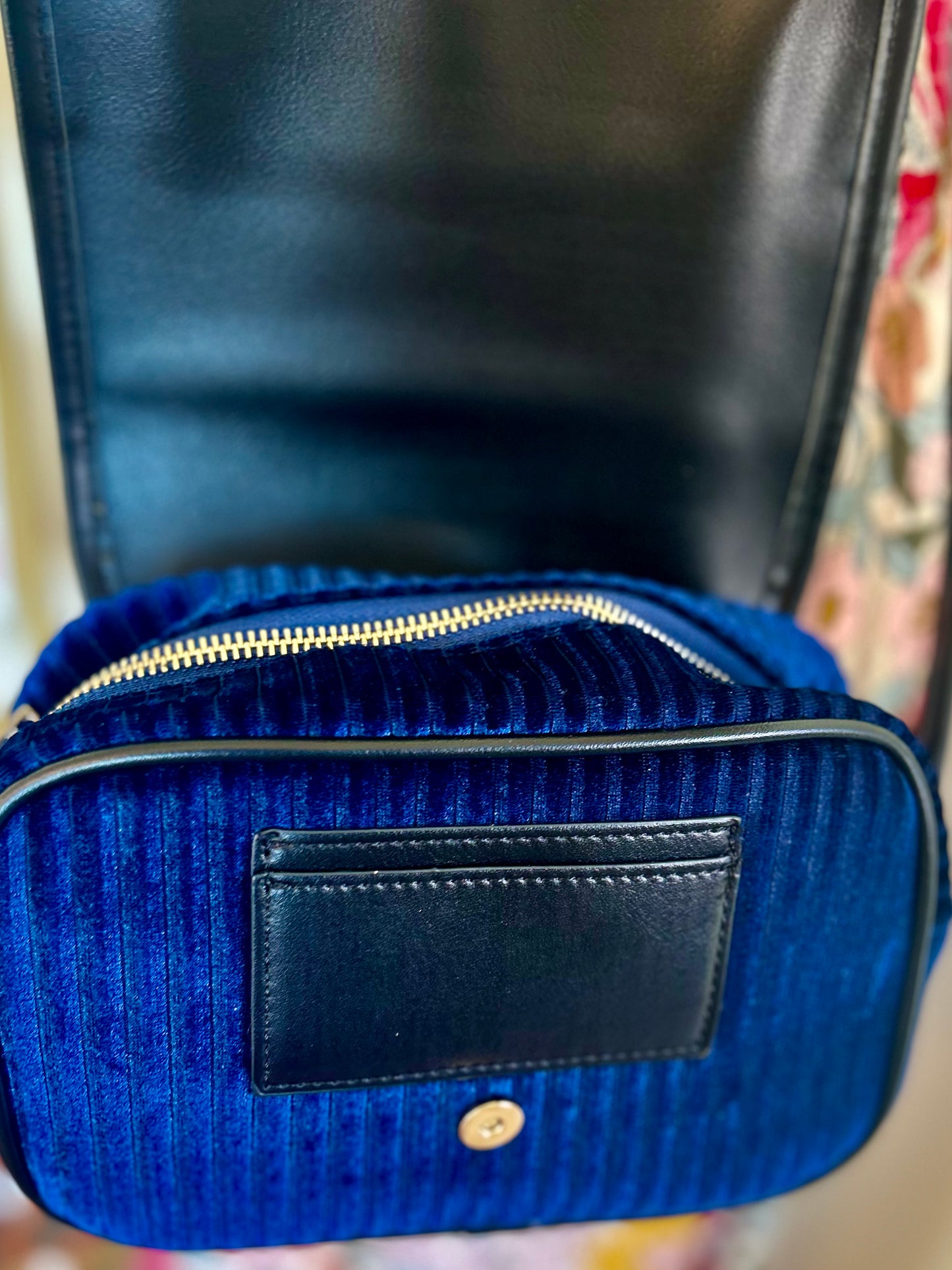 Vivianne Velvet Camera Purse in Sapphire Blue by Fable