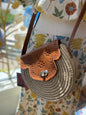 "The Safi" Rattan Round Cross-Body Bag