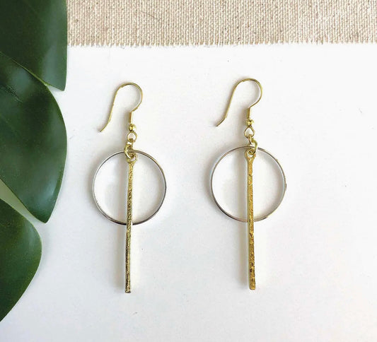 Bar Hoop Drop Earrings