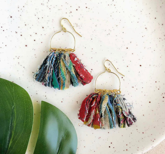 Fringed Kantha Earrings by World FInds