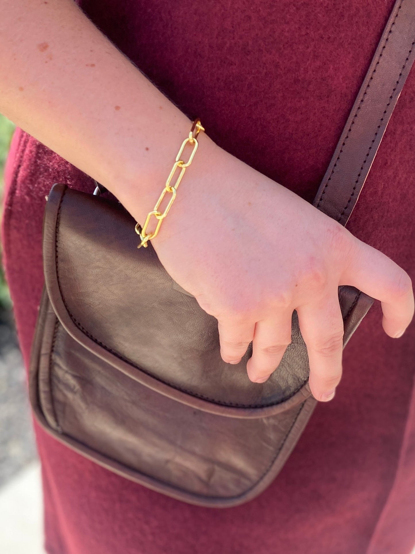 Gold Paperclip Toggle Bracelet